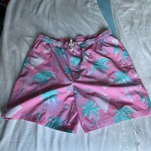 Pink Palm Tree Swim Trunks